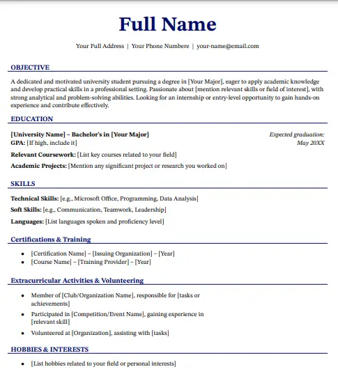 3 نماذج كاملة لسير ذاتية بدون خبرة عملية